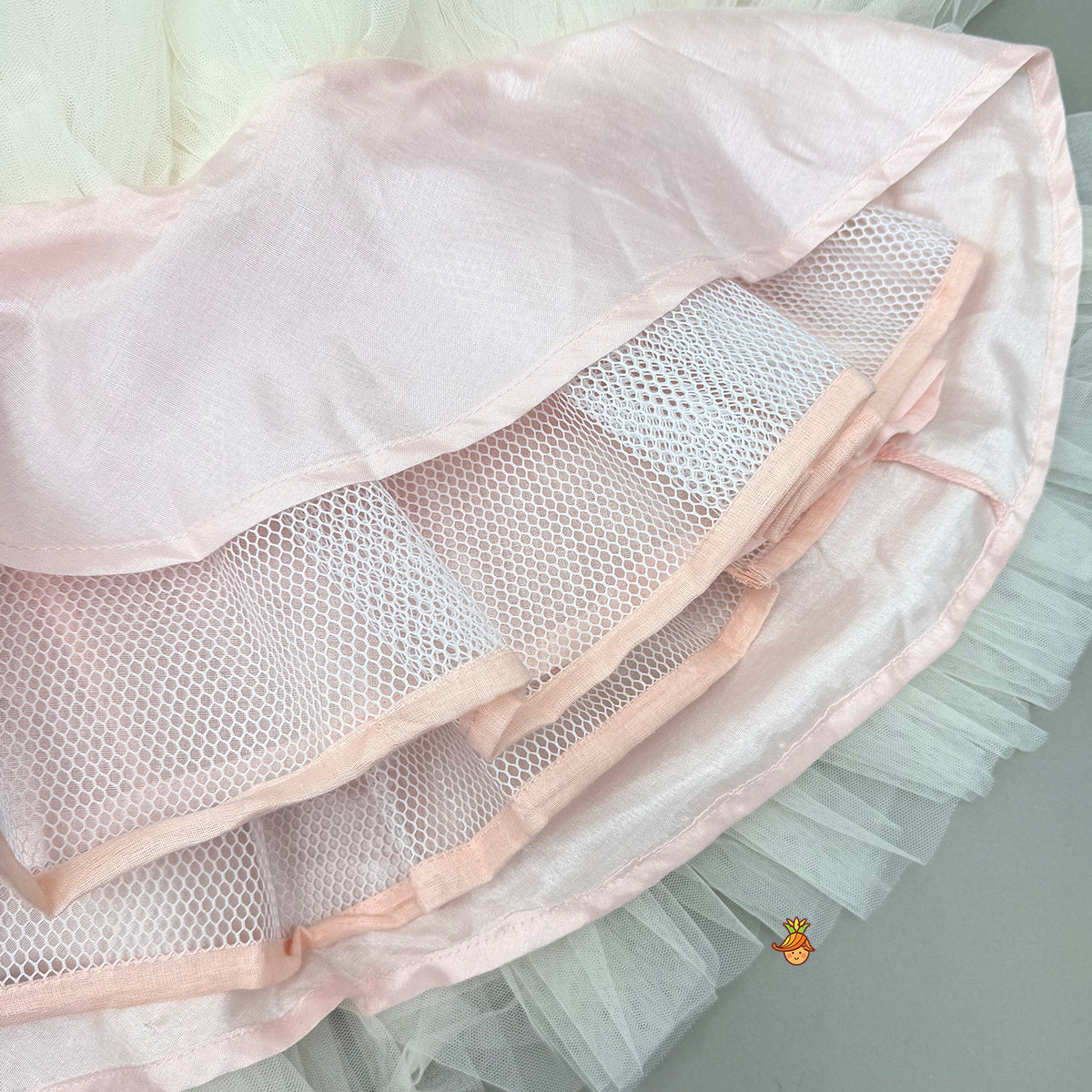 Peach Embroidered Gown With Draped Dupatta