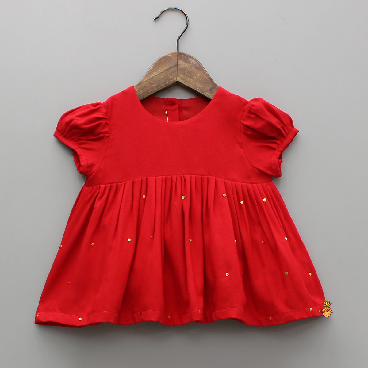 Red Jamna With Embroidered Jacket Set