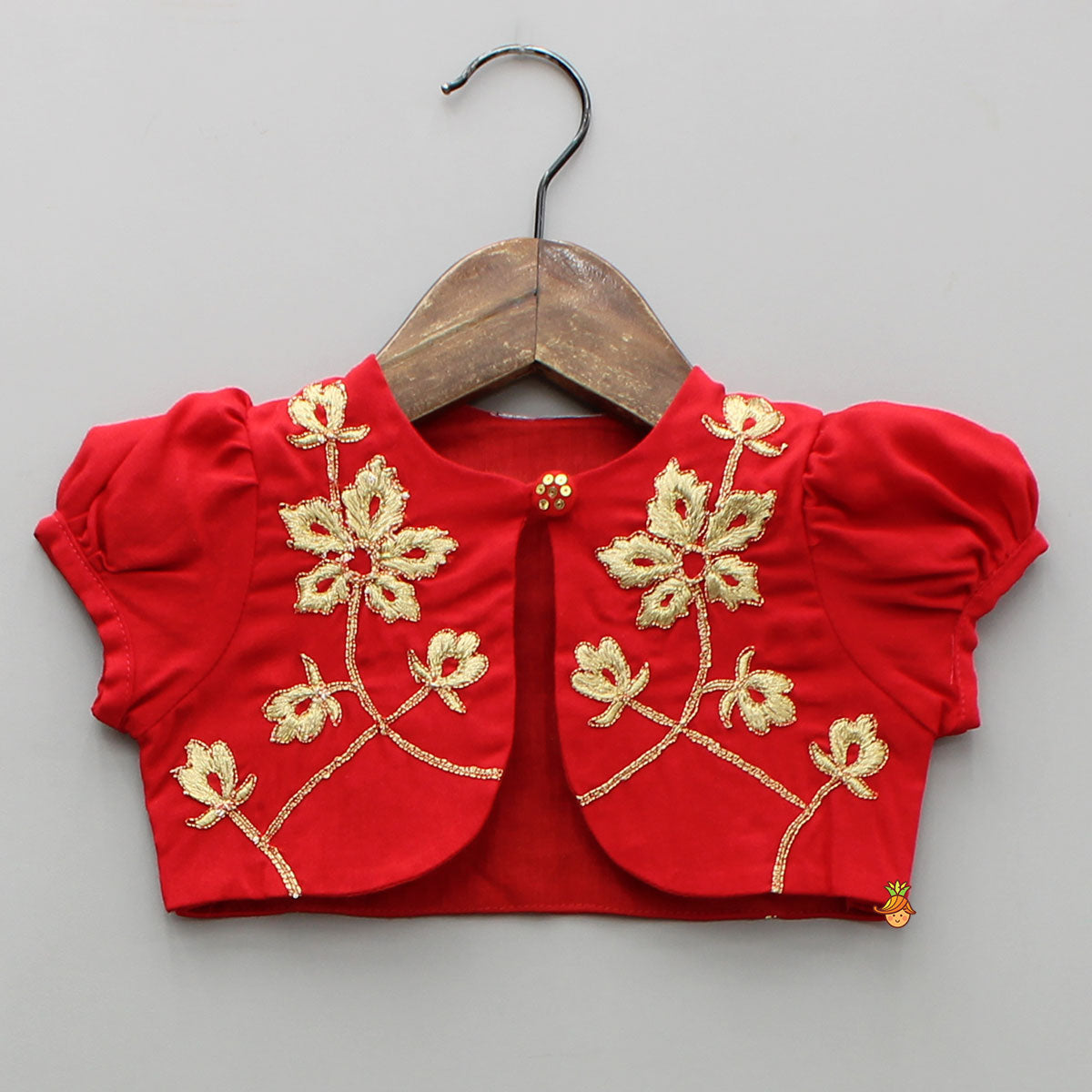 Red Jamna With Embroidered Jacket Set