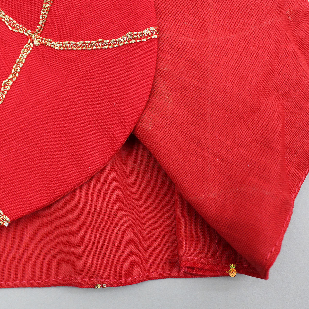 Red Jamna With Embroidered Jacket Set