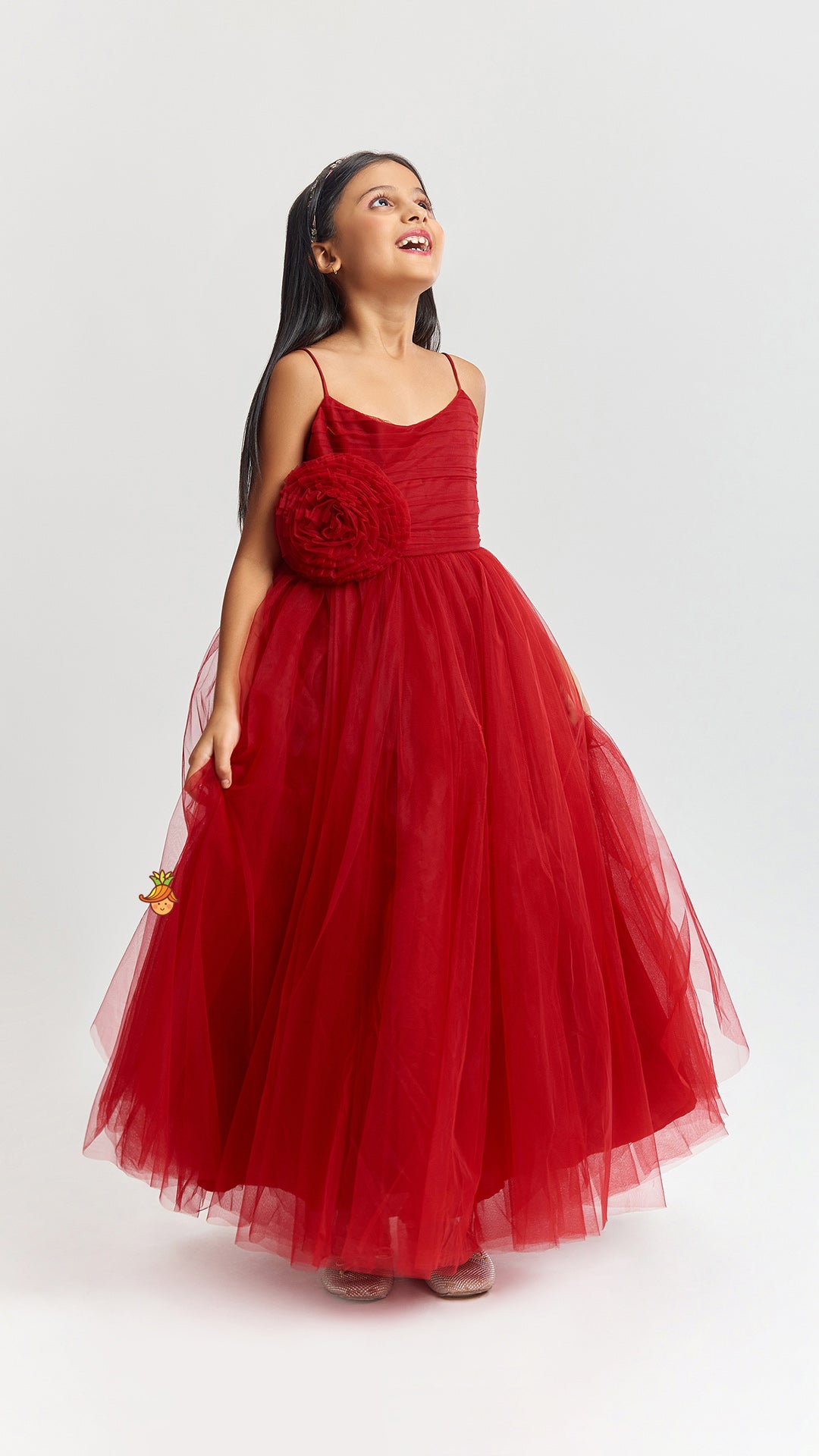 Maroon Floral Princess Gown