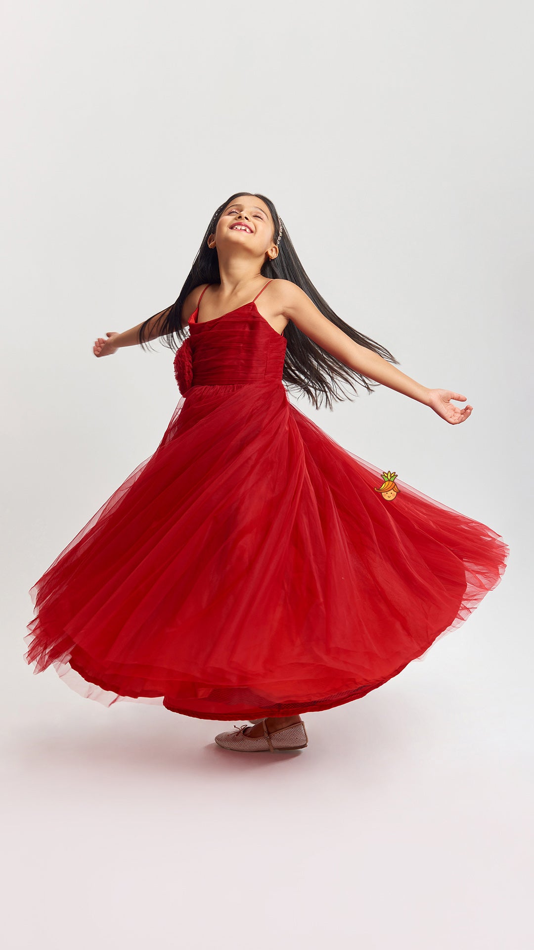 Maroon Floral Princess Gown