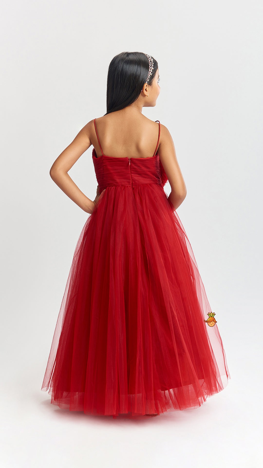 Maroon Floral Princess Gown