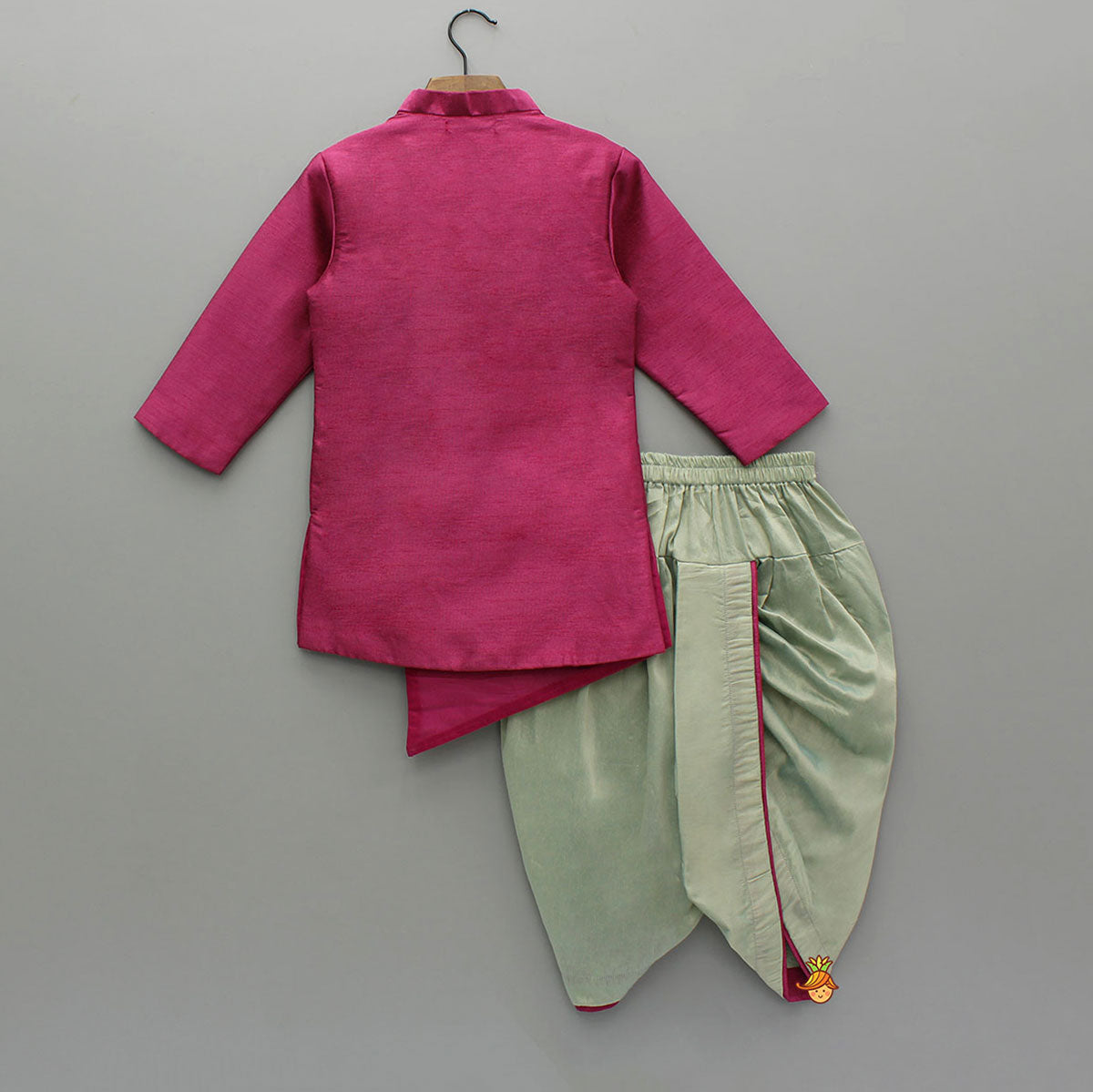 Magenta Asymmetric Kurta With Dhoti