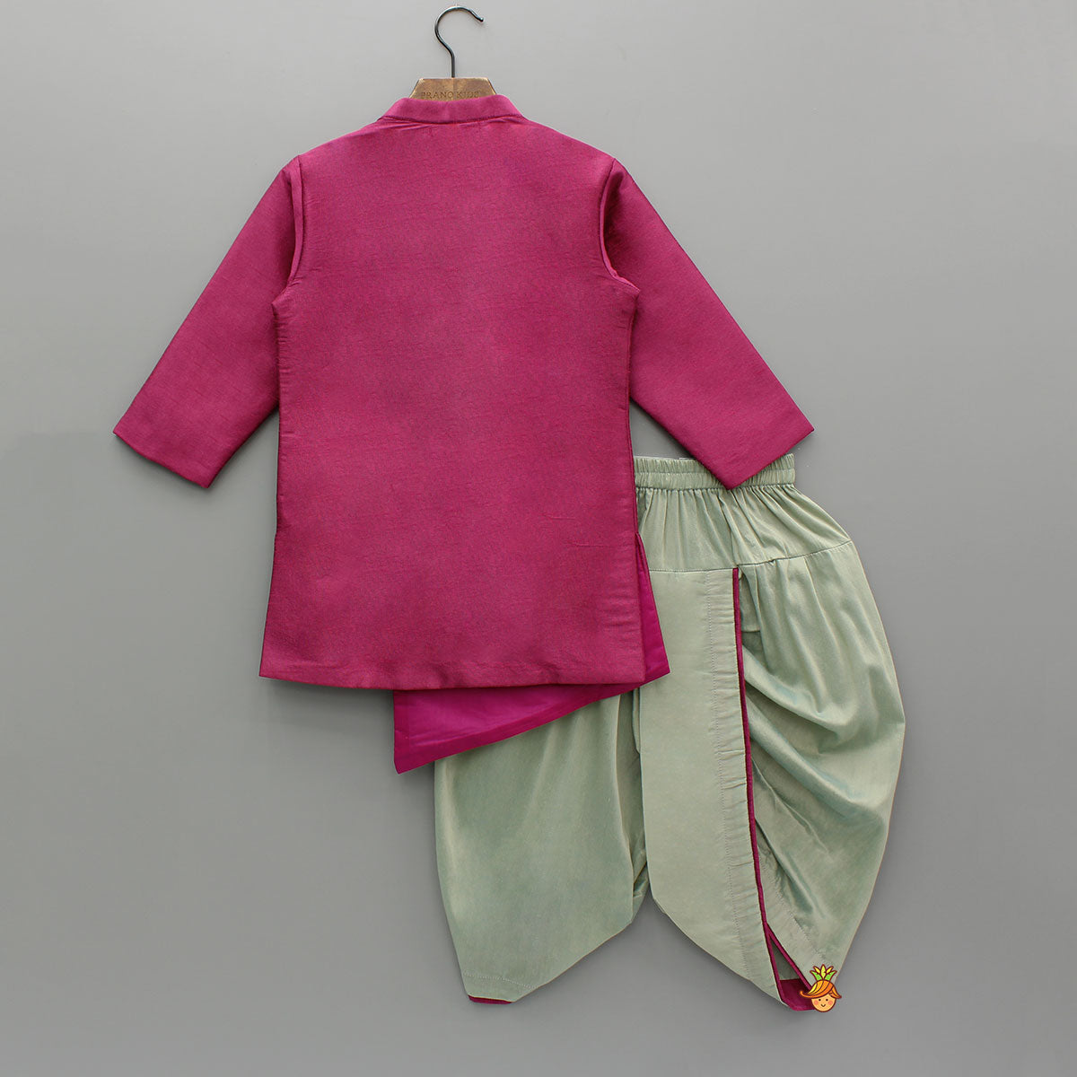 Magenta Asymmetric Kurta With Dhoti