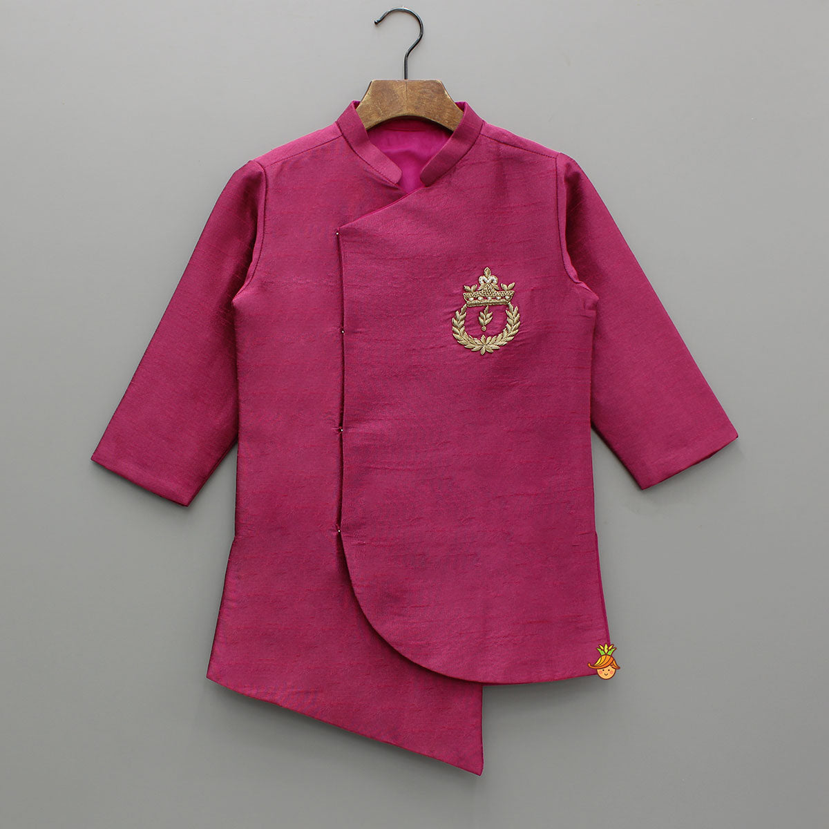 Magenta Asymmetric Kurta With Dhoti