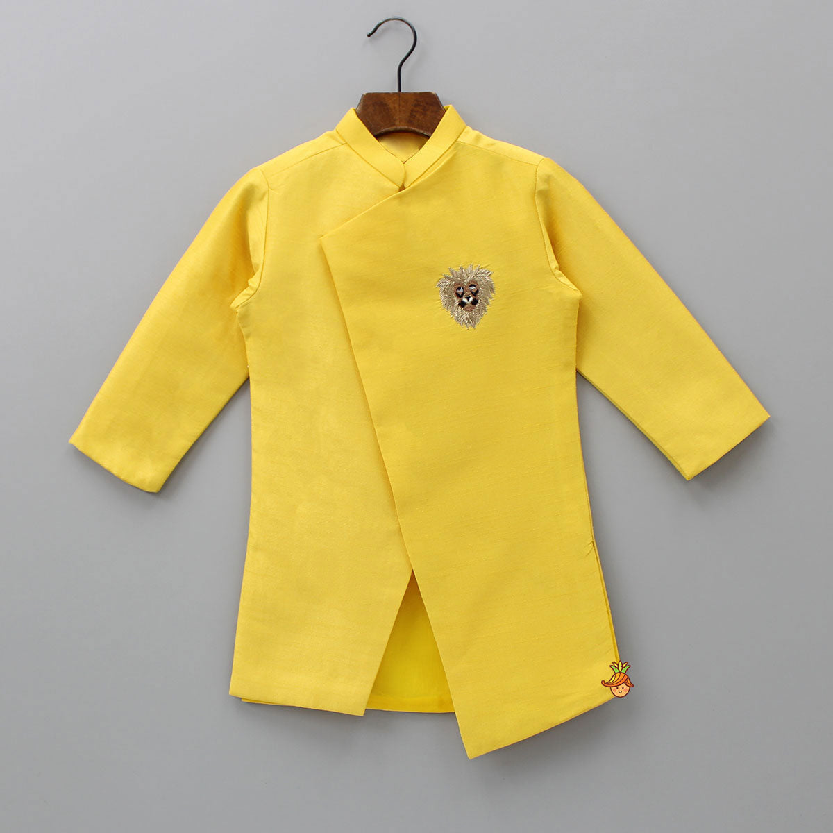 Lion King Embroidered Asymmetric Kurta With Dhoti