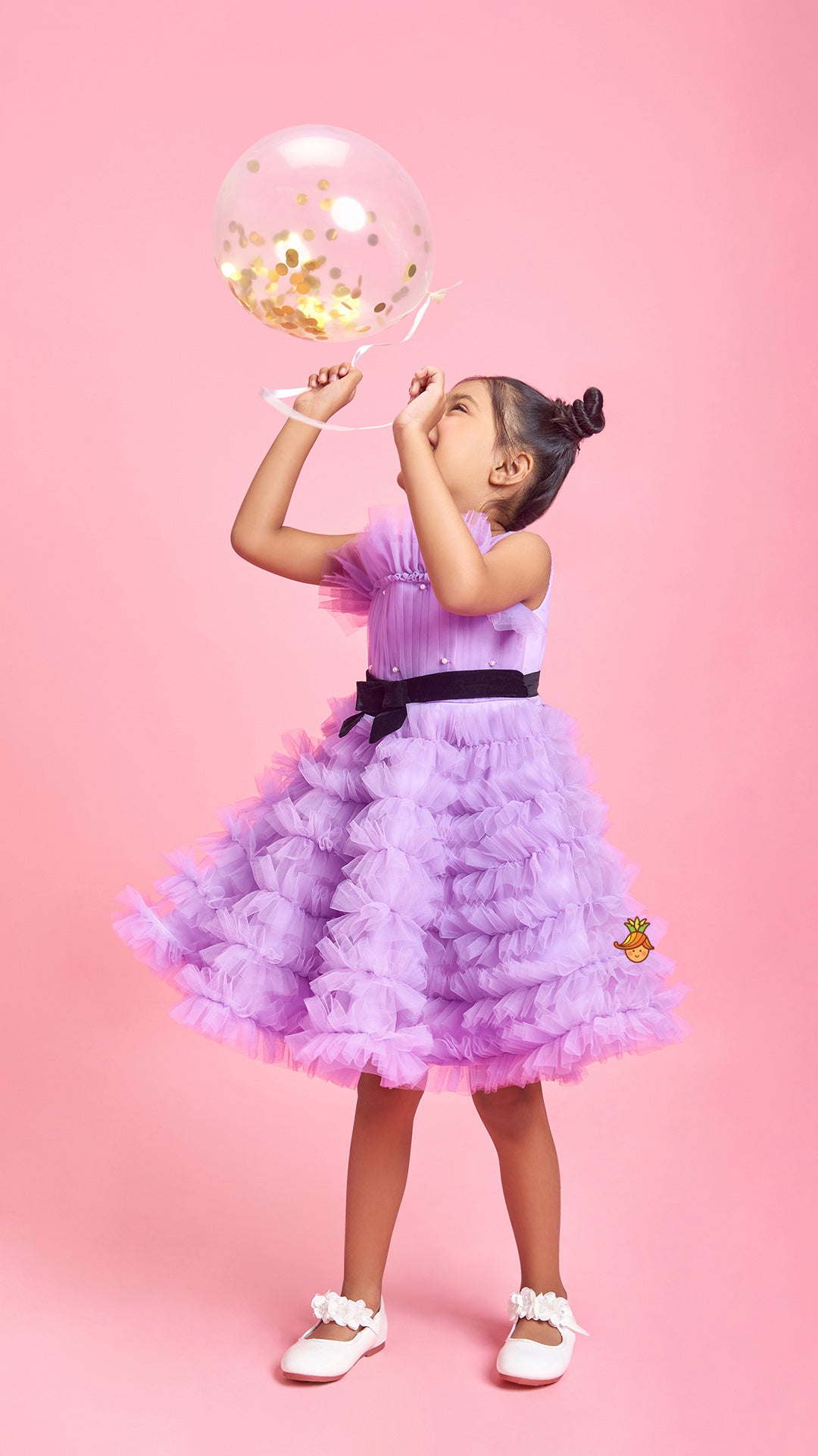 Ruffled Dress With Attached Bowy Belt