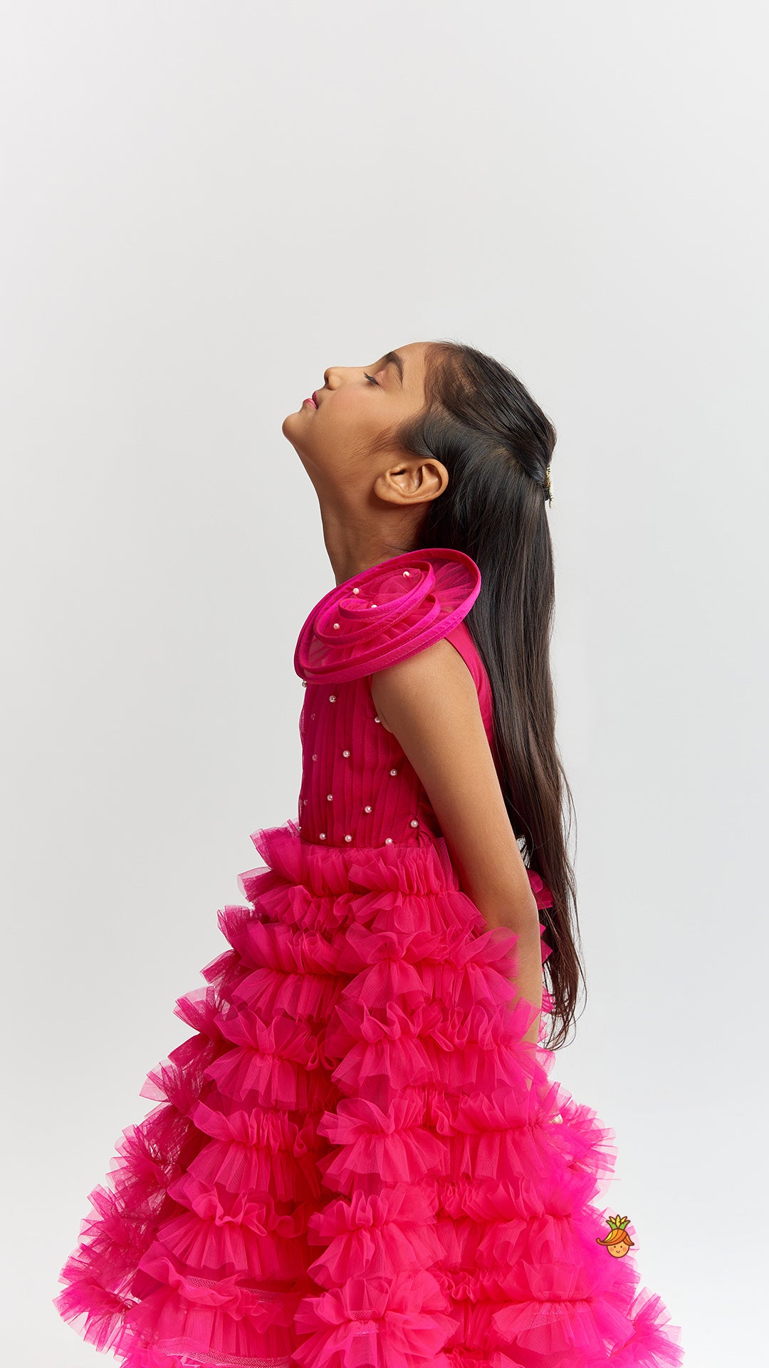 Swirl One Shoulder Frilled Dress