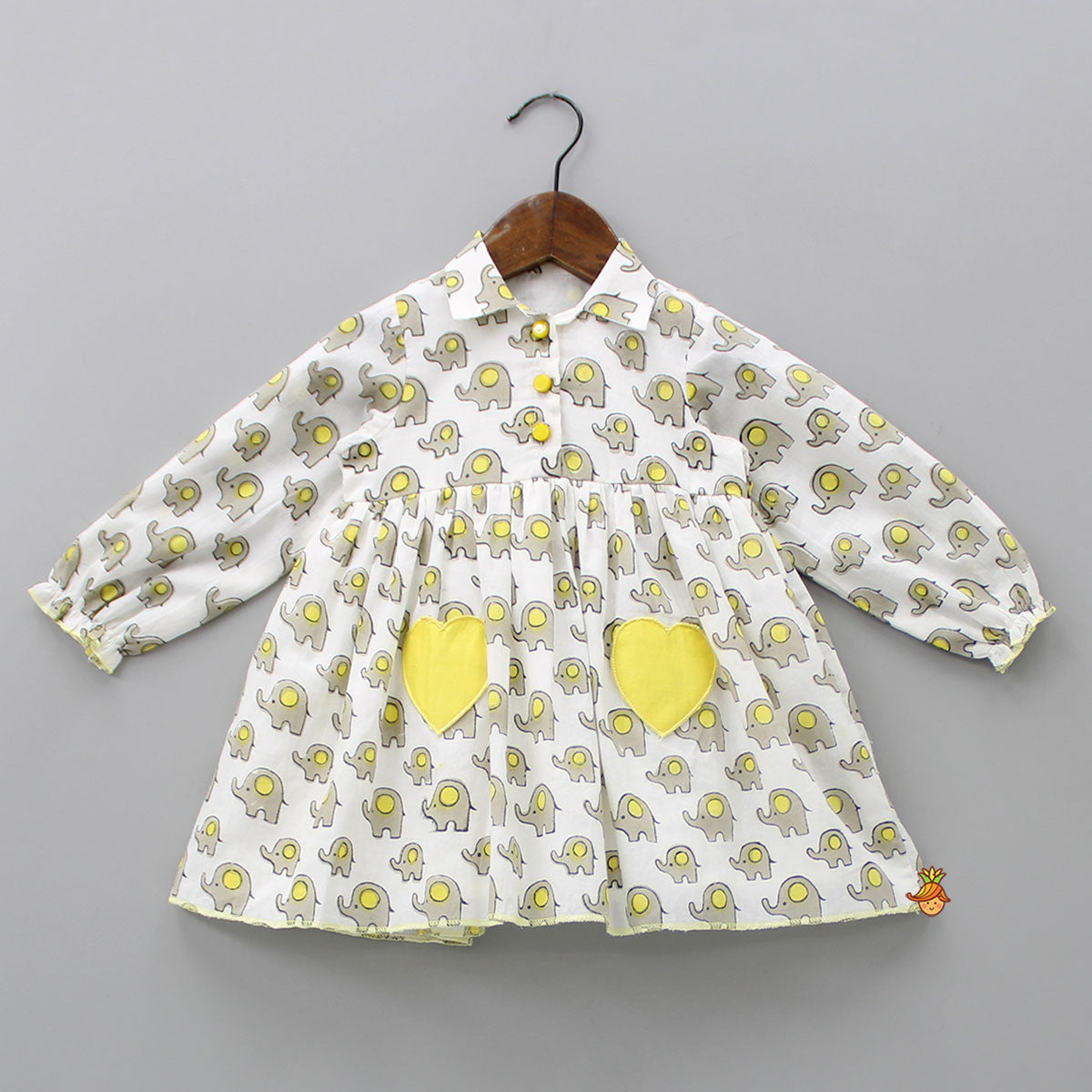 Elephant Print Dress With Heart Shaped Pocket