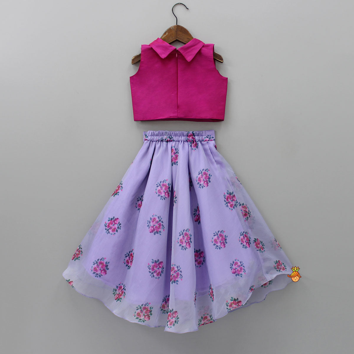 Stylish Beads Work Top With Floral Printed Lehenga And Sling Bag
