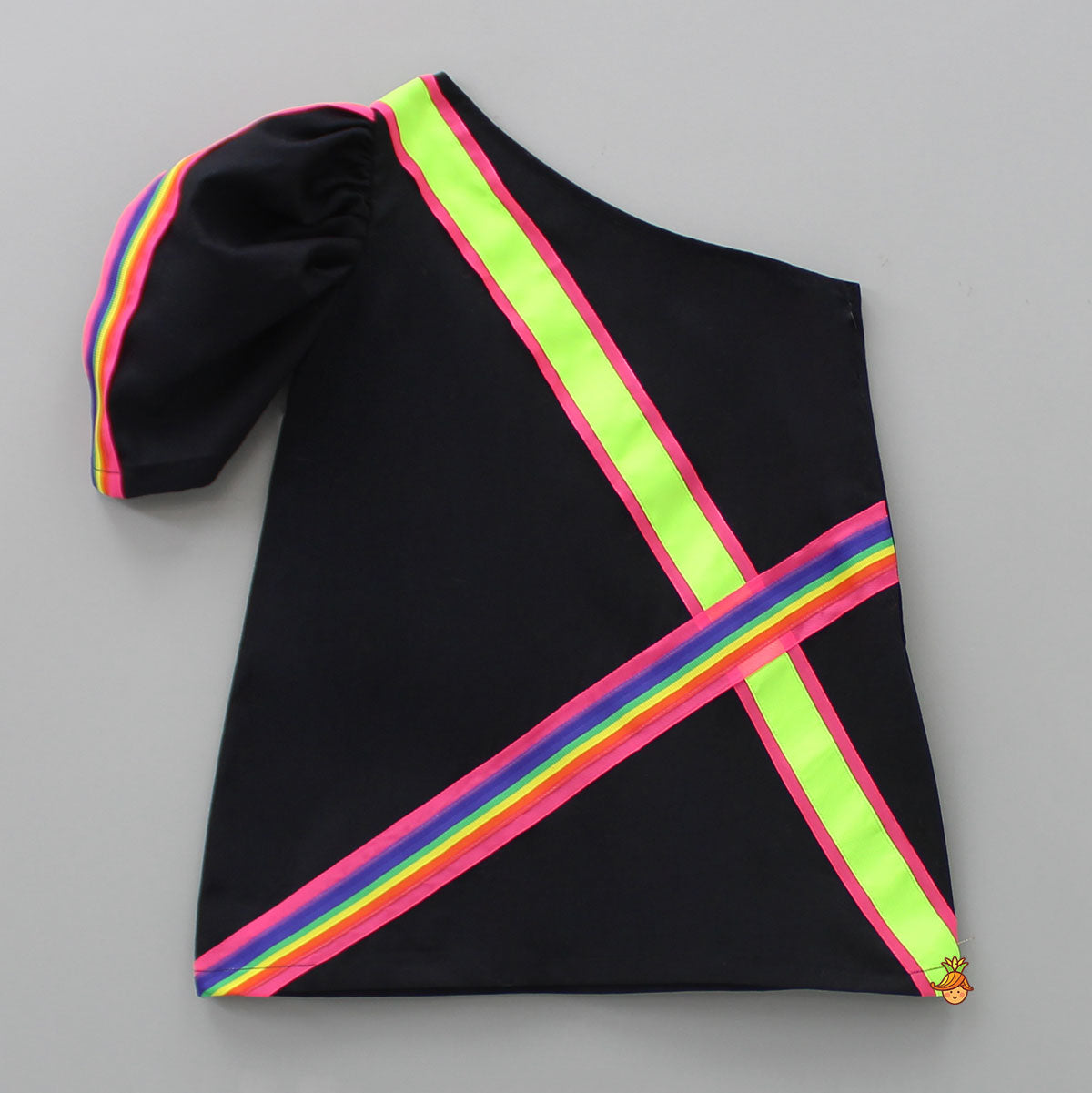 Multicolour Stripe One Shoulder Dress With Hairband