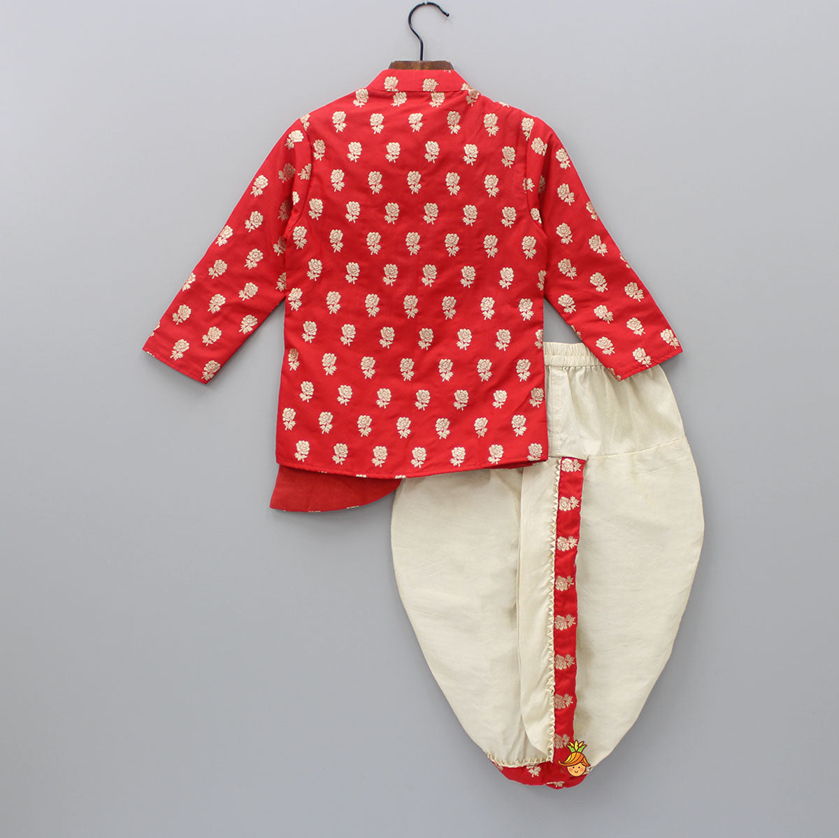 Rose Printed Red Kurta with Dhoti