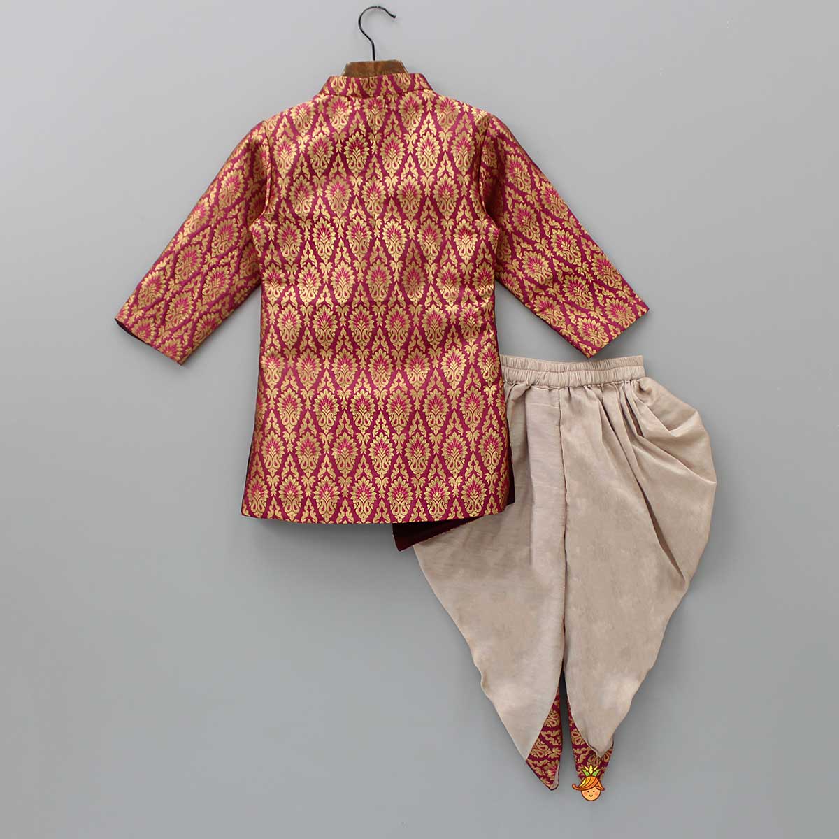 Magenta Brocade Printed Kurta And Dhoti