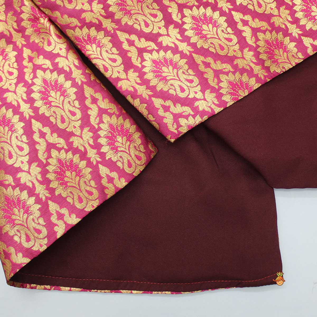 Magenta Brocade Printed Kurta And Dhoti
