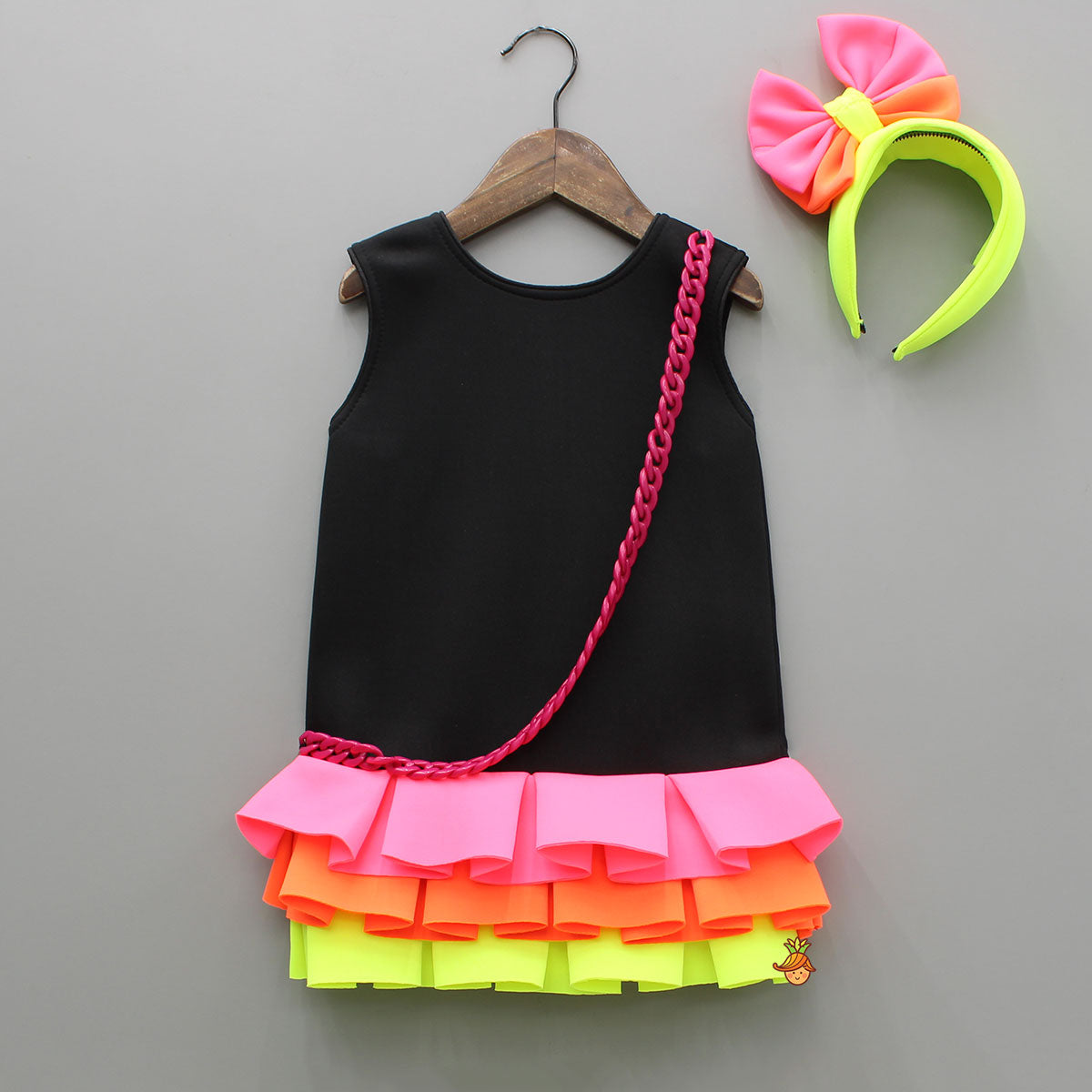 Neon Frilly Dress With Matching Hair Band