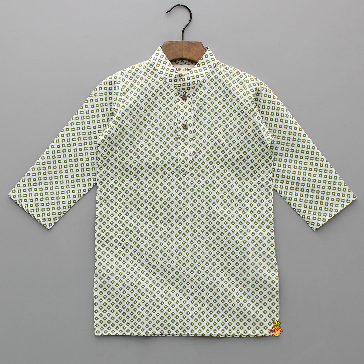 Green Tiny Flower Print Kurta And Pyjama