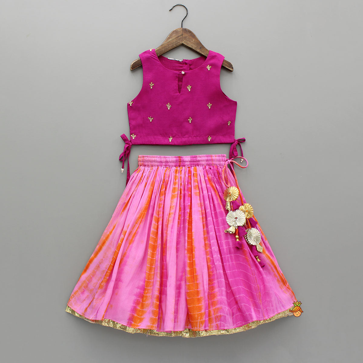 Sequin Work Top And Shibori Printed Lehenga