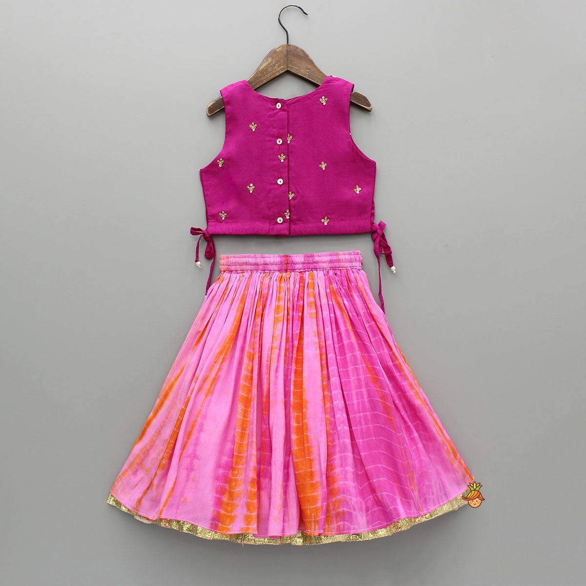Sequin Work Top And Shibori Printed Lehenga