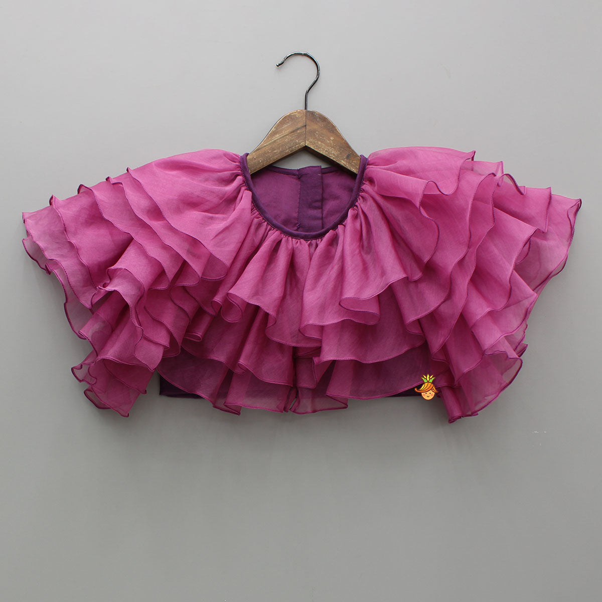 Frilly Layered Top With Zari Thread Work Lehenga