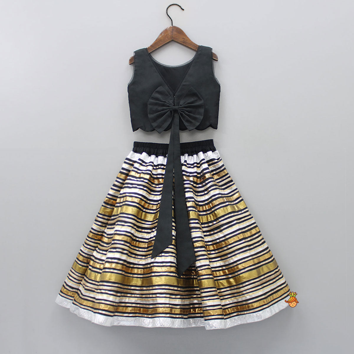 Black Top With Gorgeous Lace Work Lehenga