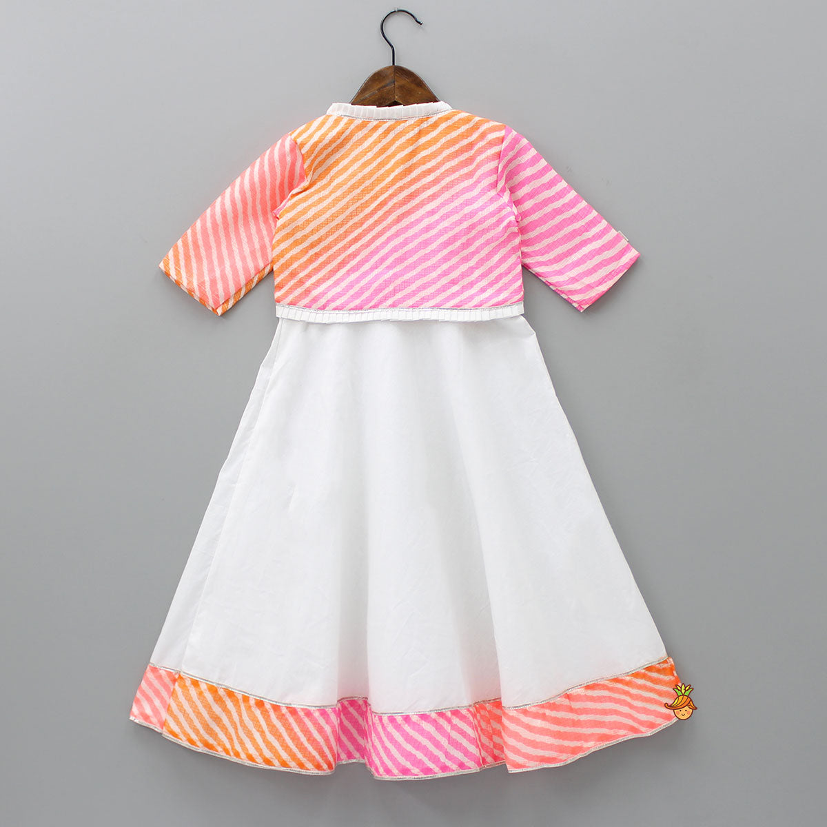 Cotton Kurti With Stripe Leheriya Jacket