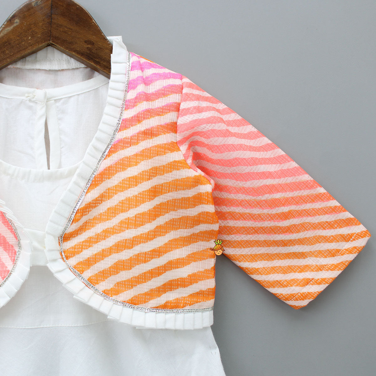 Cotton Kurti With Stripe Leheriya Jacket