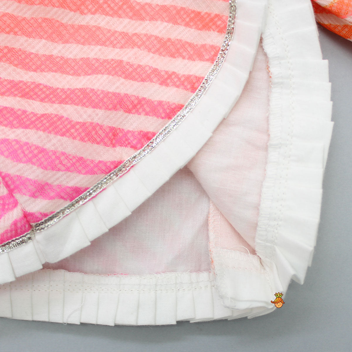 Cotton Kurti With Stripe Leheriya Jacket