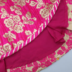 One Shoulder Top With Floral Brocade Embroidered Lehenga And Pink Dupatta