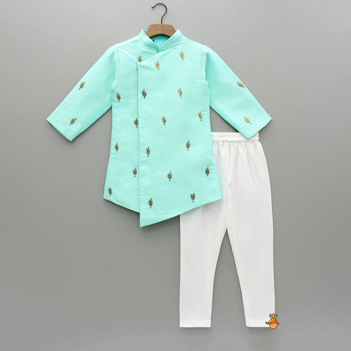 Asymmetric And Embroidered Kurta With Churidar