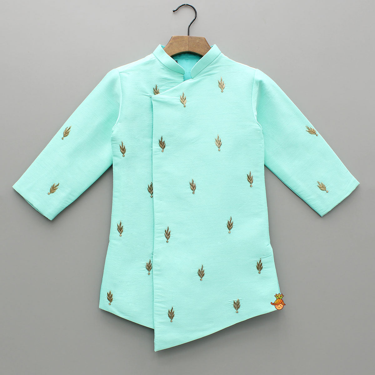 Asymmetric And Embroidered Kurta With Churidar