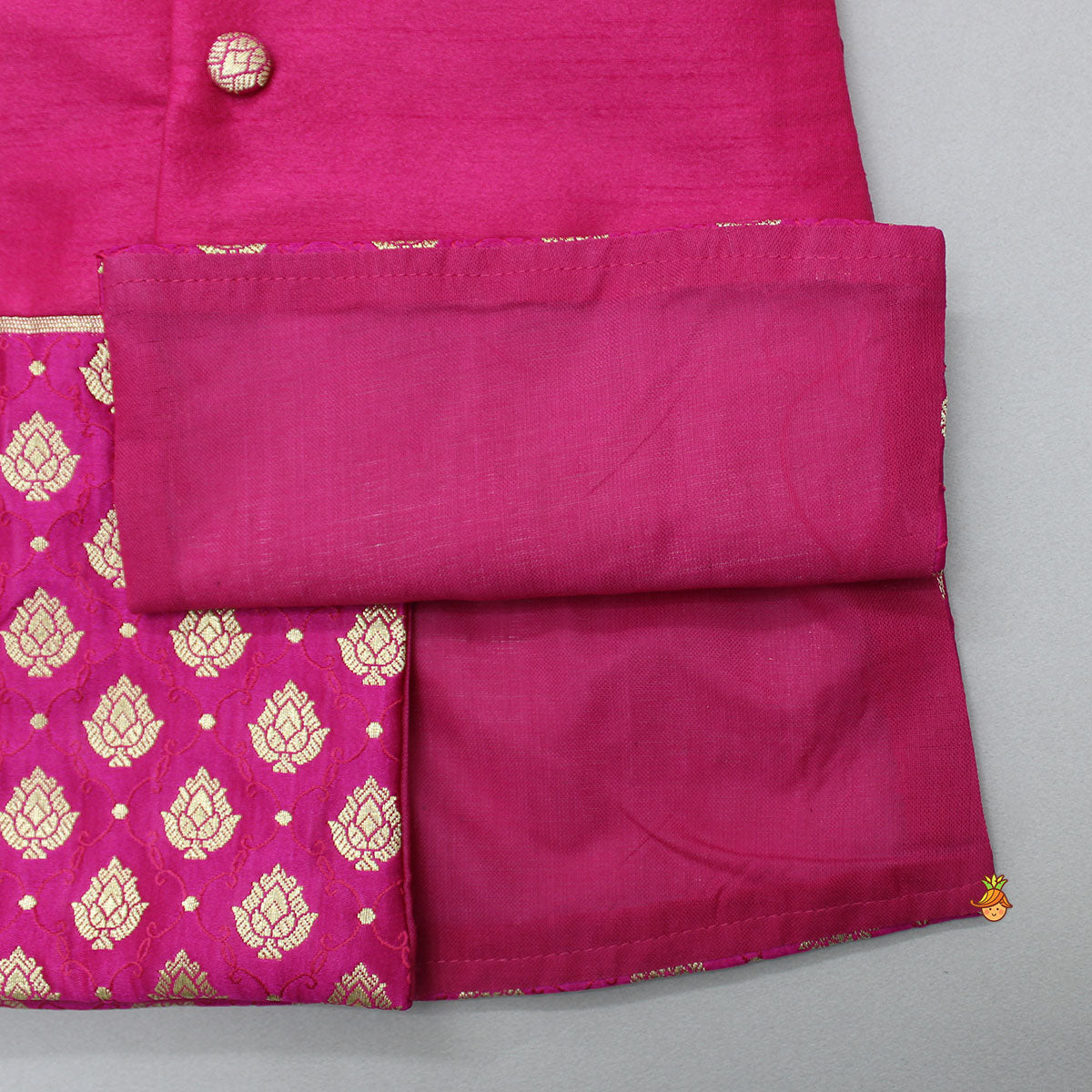 Magenta Pink Sherwani Style Kurta With Dhoti And Brocade Shawl
