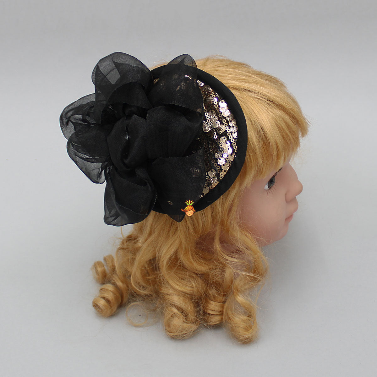 Shinny Sequin And Black Floral Hair Clip