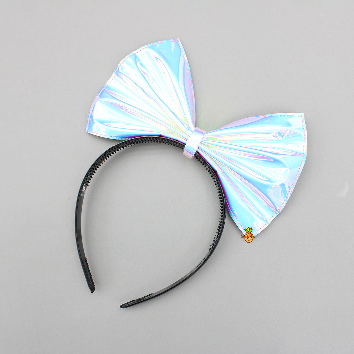Black Holographic Ruffle Dress With Bow Hair band