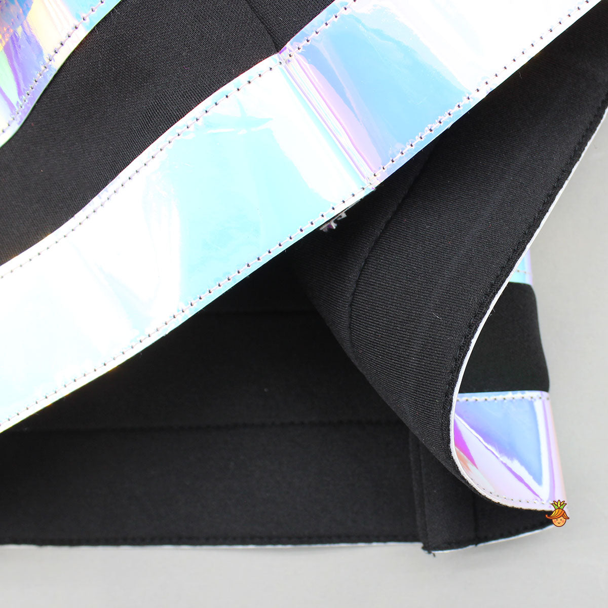 Black Holographic Ruffle Dress With Bow Hair band