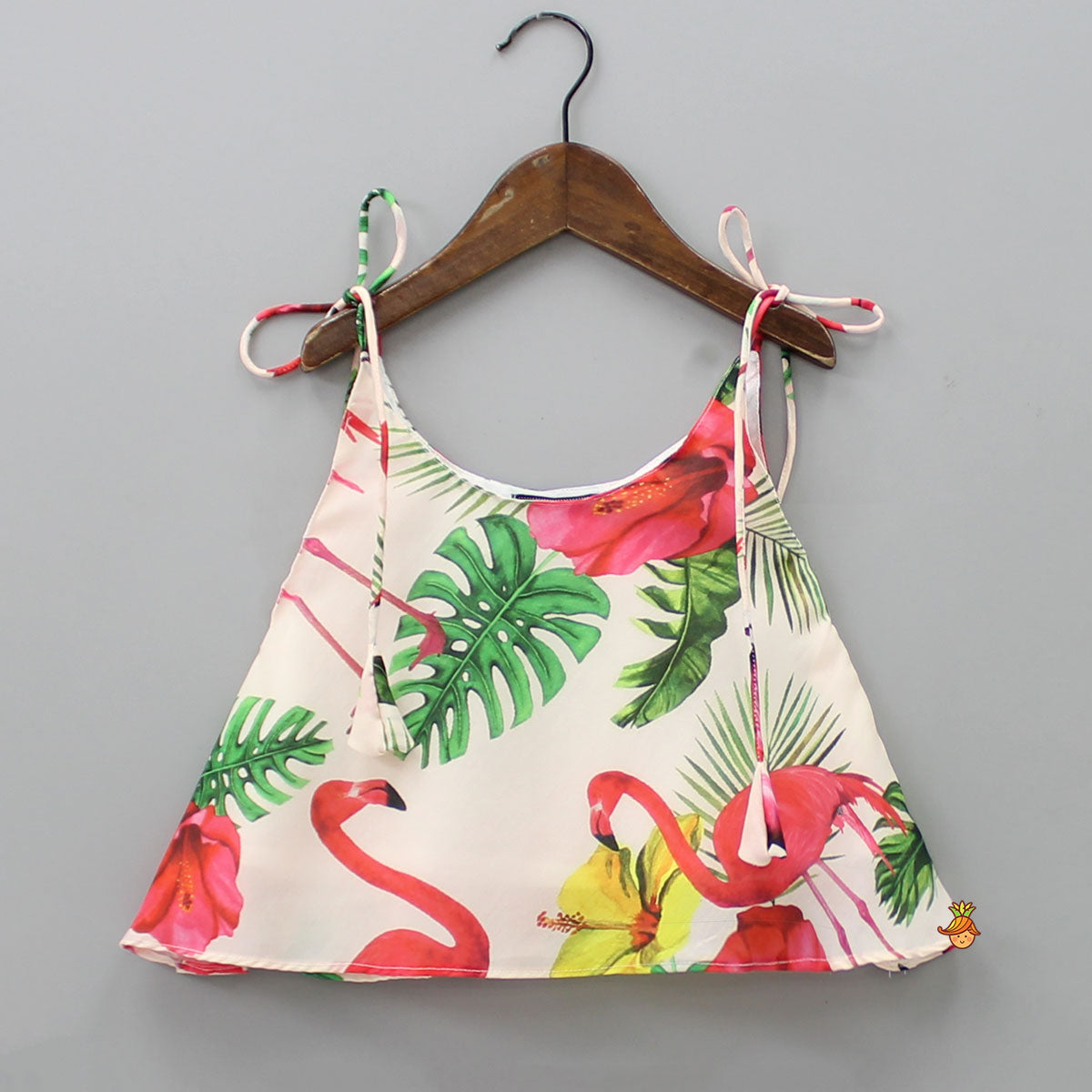 Tropical Floral And Swan Printed Top And Lehenga