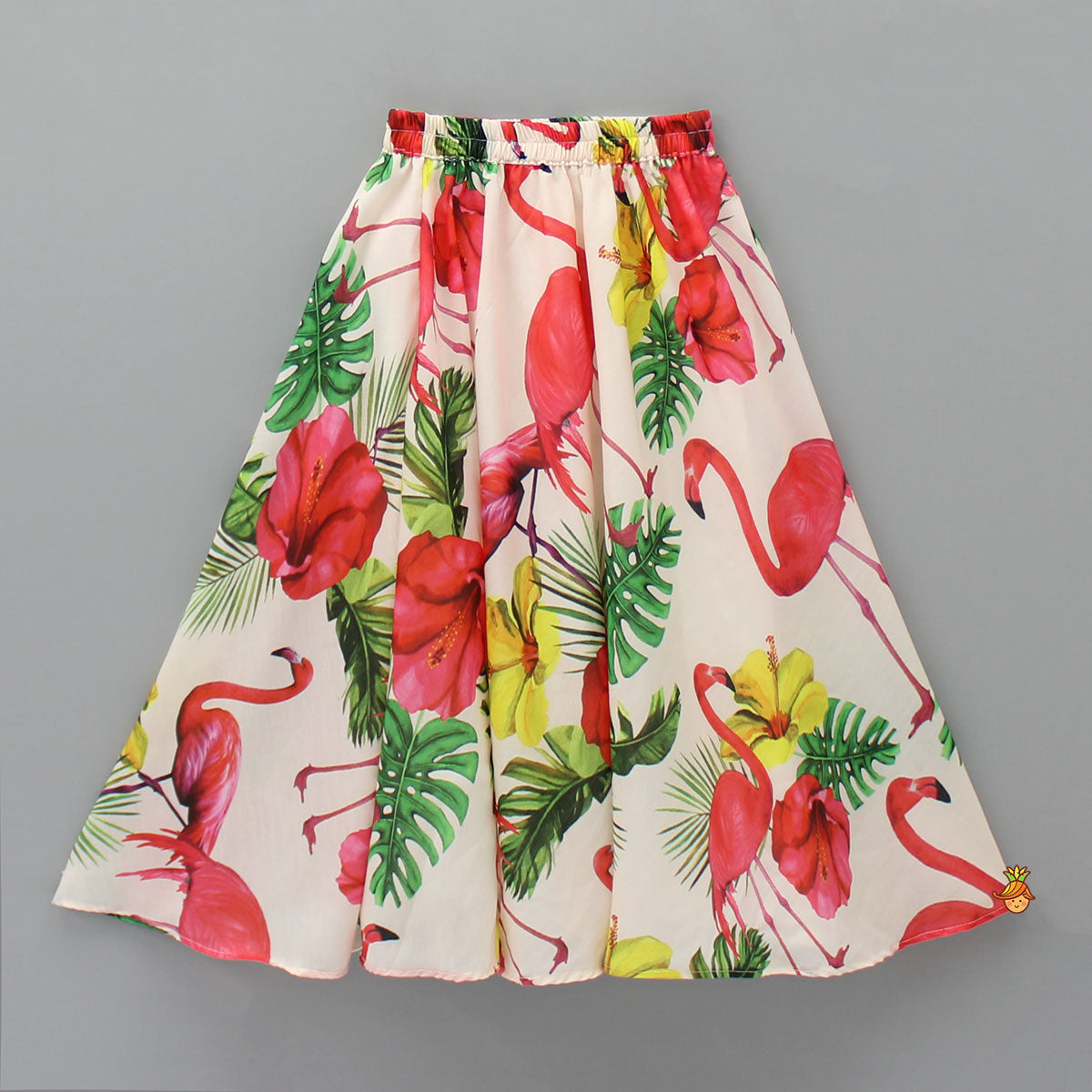 Tropical Floral And Swan Printed Top And Lehenga