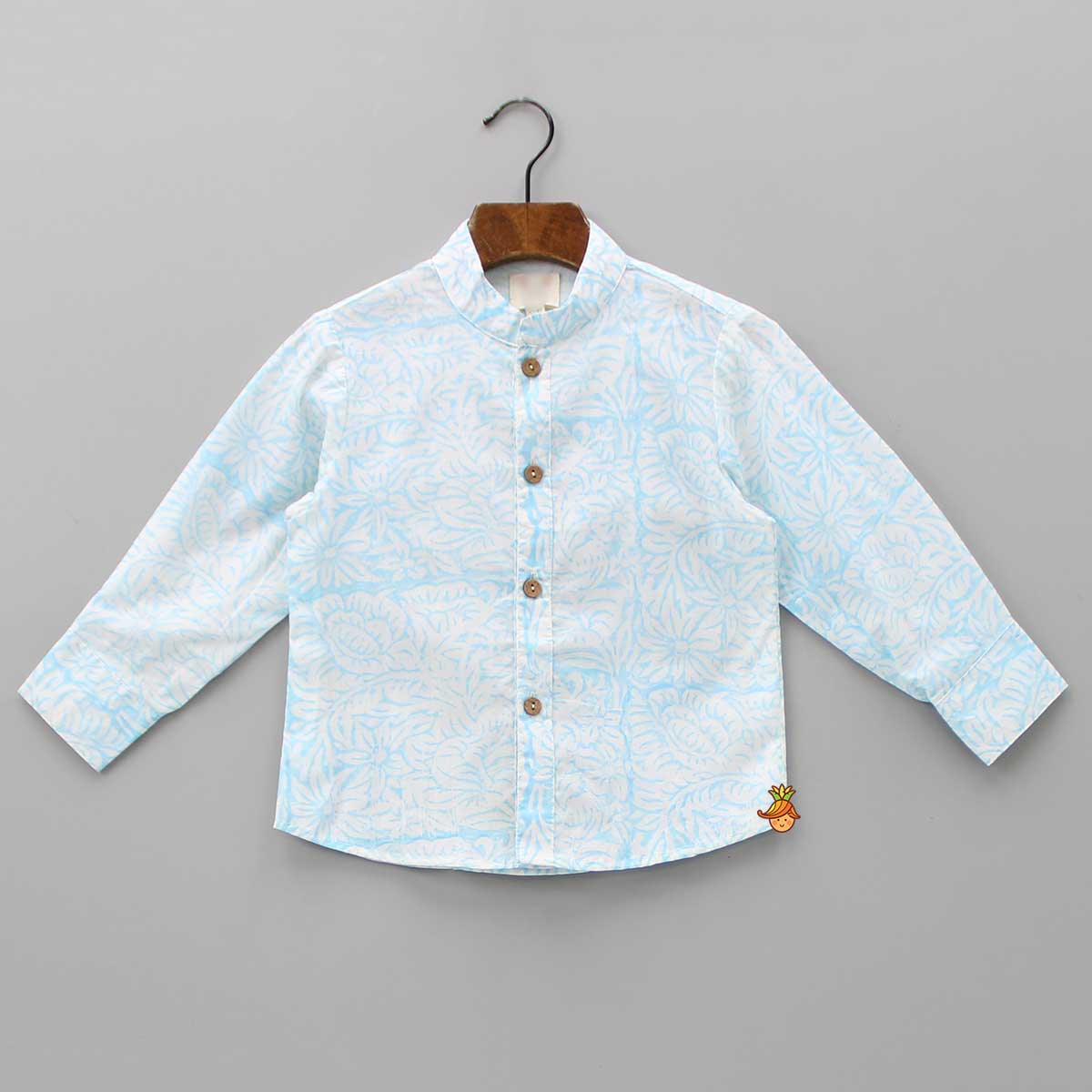 Tropical Hand Block Leaves Printed Shirt