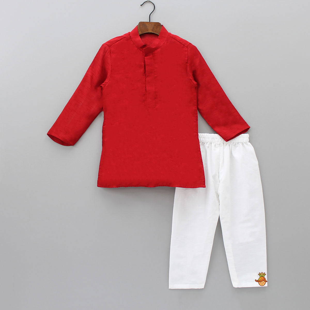 Red Kurta With Off White Floral And Sequins Embroidered Jacket And Pyjama