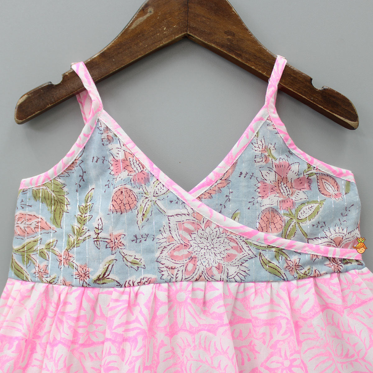 Block Floral Printed And Lurex Striped Tiered Dress