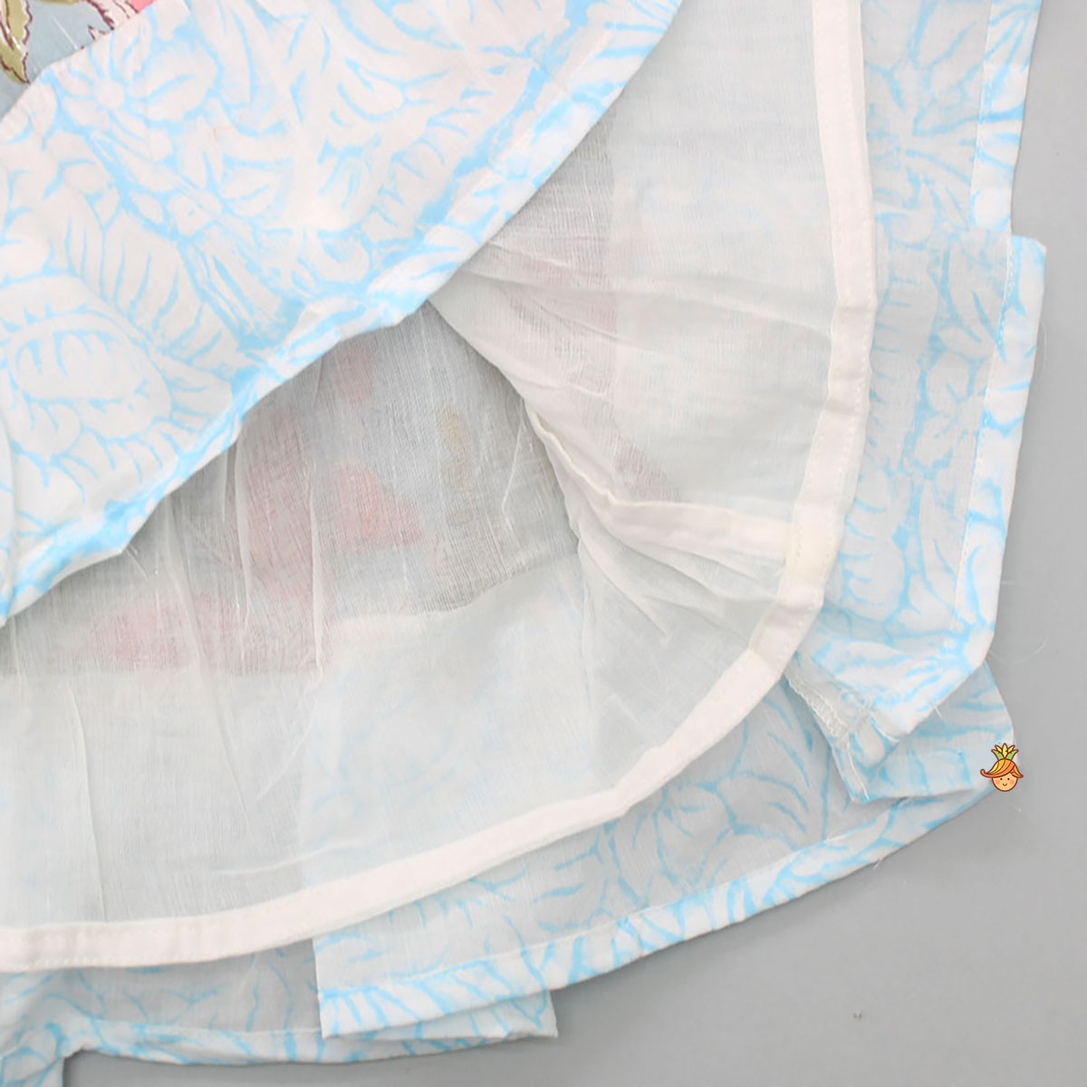 Block Floral Printed And Lurex Striped Tiered Dress