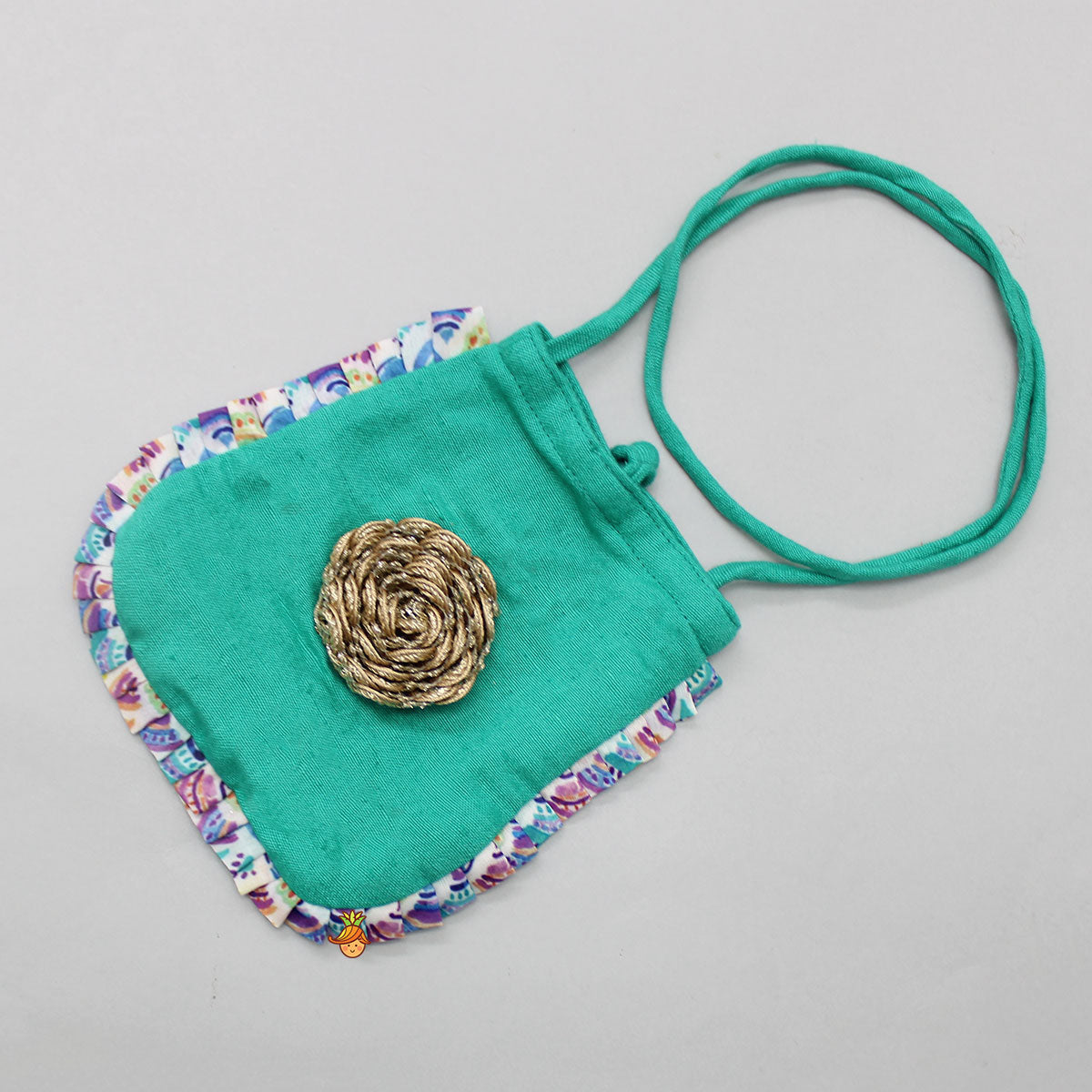 Zari Embroidered Stylish Crop Top And Colourful Lehenga With Sling Bag