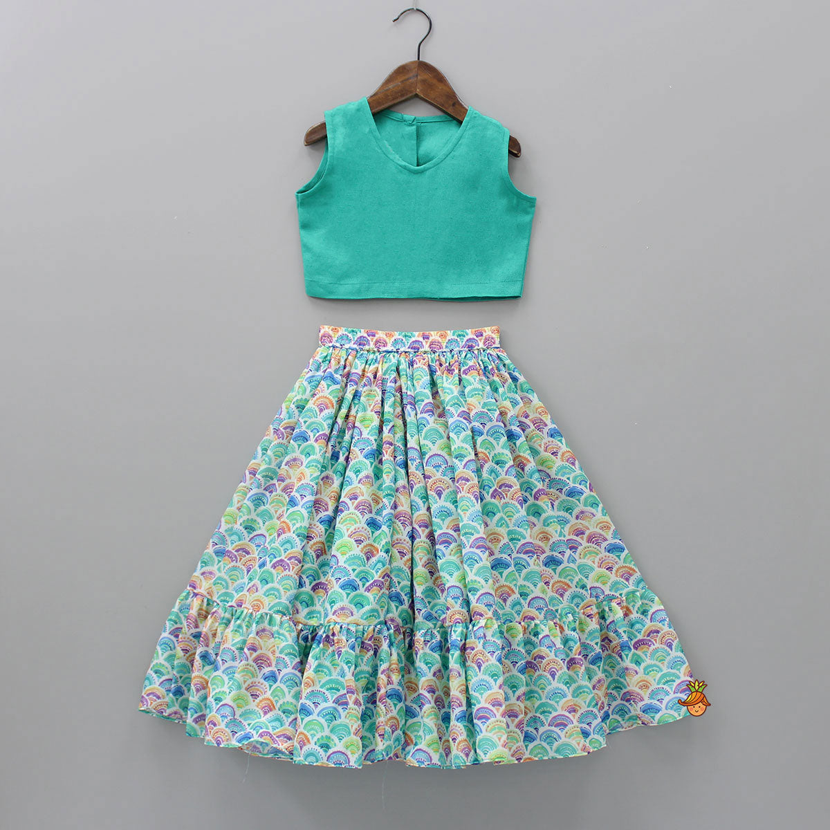 Zari Embroidered Stylish Crop Top And Colourful Lehenga With Sling Bag