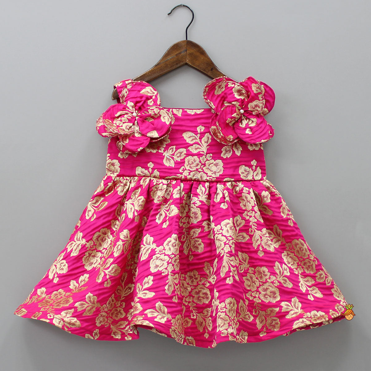 Floral Brocade Embroidered Pink Dress 3 - 4 Years Floral Brocade Embroidered Pink Dress 3 - 4 Years