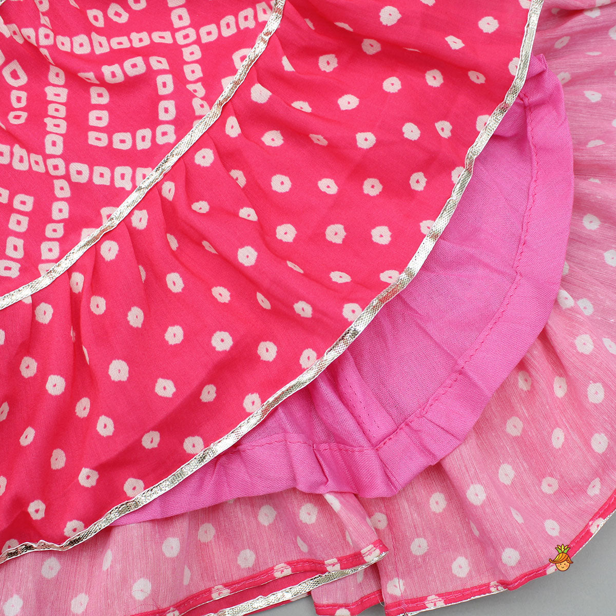 Bandhani Printed And Gota Lace Detailed Tiered Dress