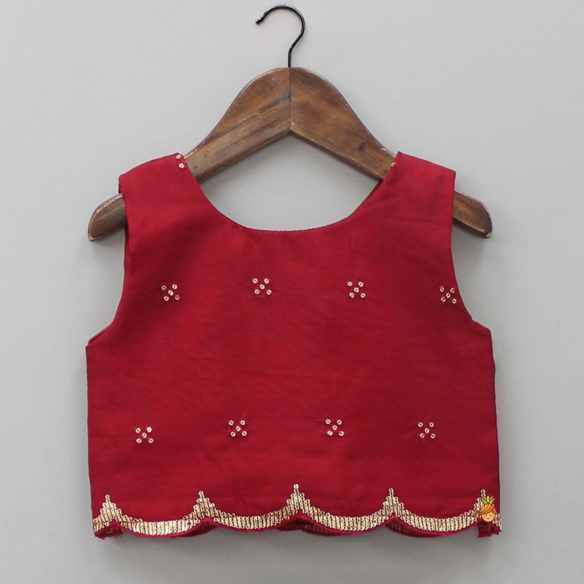 Sequins Embellished Fancy Scalloped Top And Lehenga With Matching Dupatta