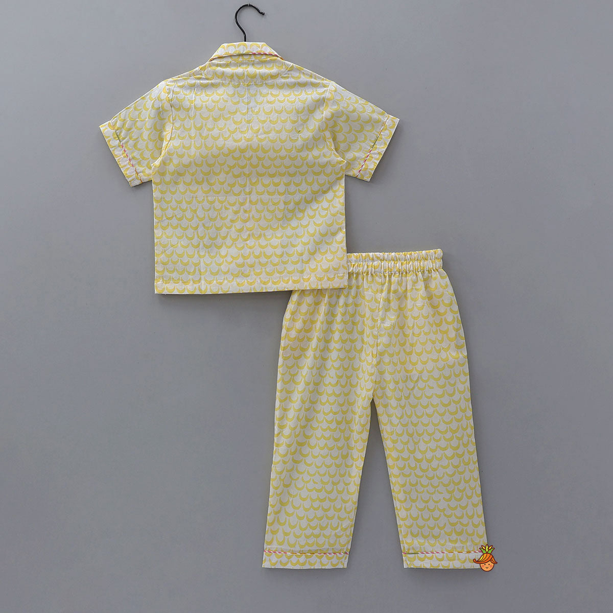 Moon Printed Yellow Shirt And Pyjama