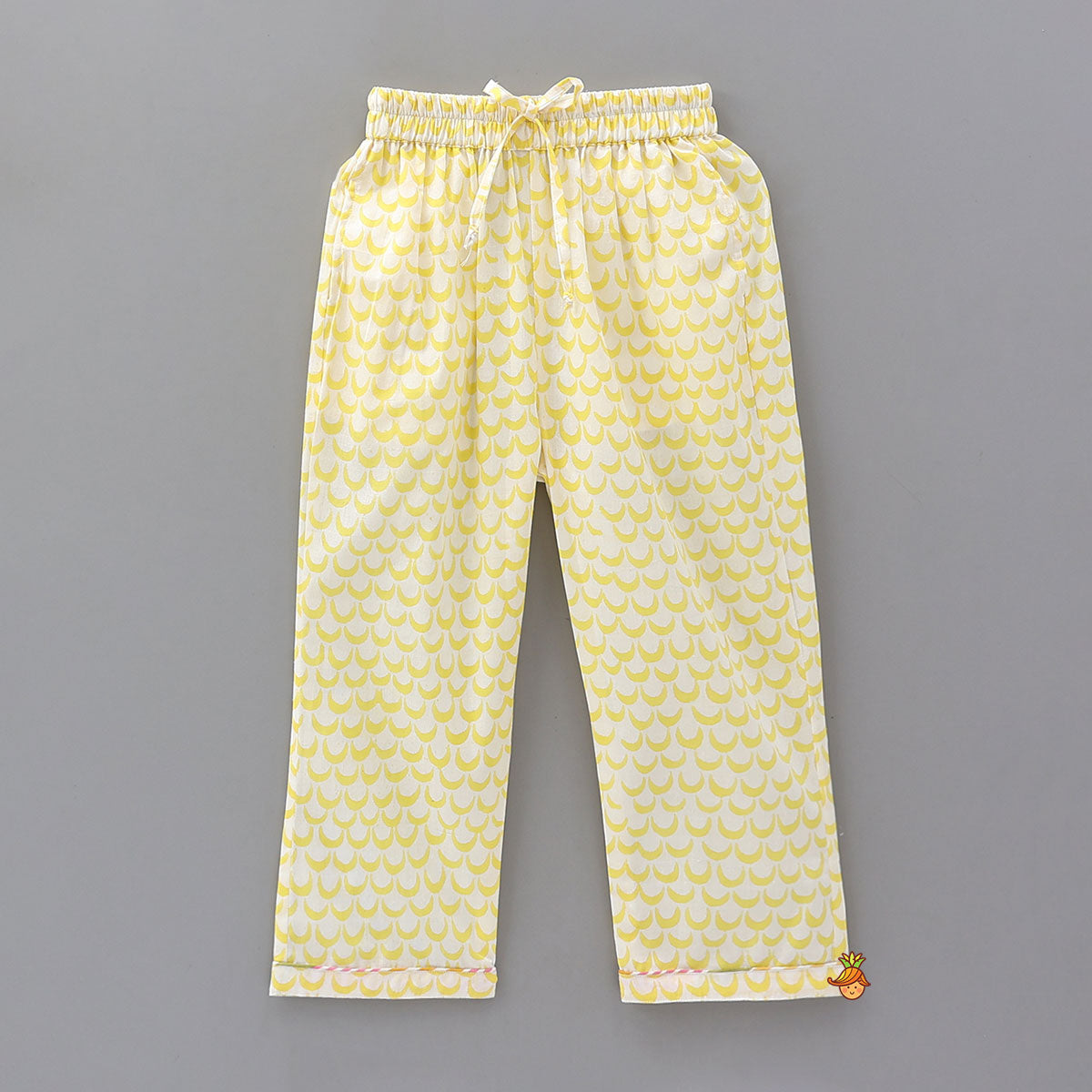 Moon Printed Yellow Shirt And Pyjama