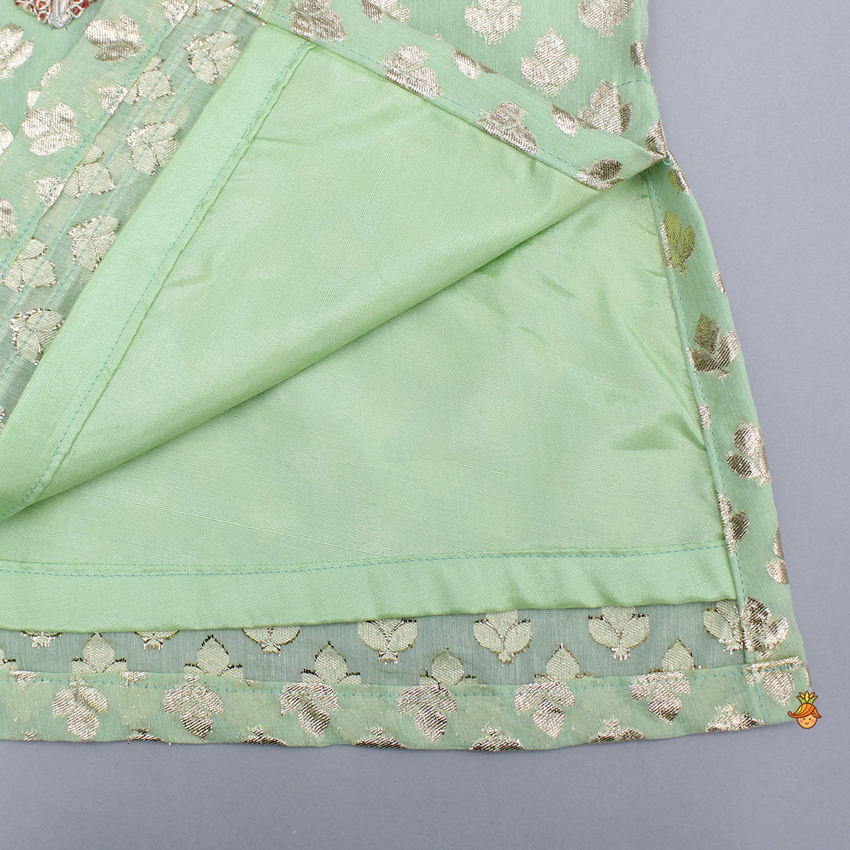 Chanderi Embroidered Kurti And Flared Palazzo With Light Pink Dupatta