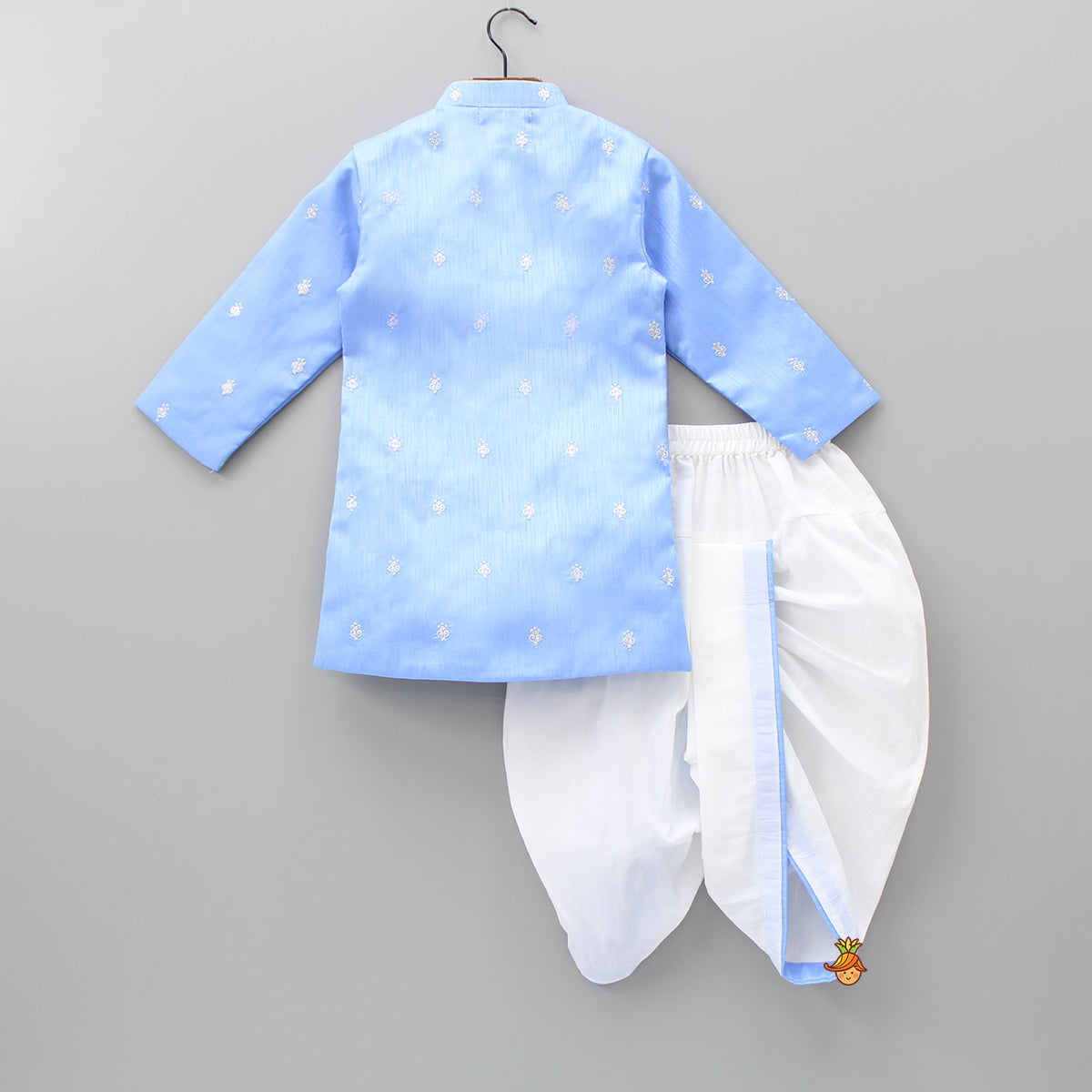 Booti Embroidered Lavender Blue Asymmetric Kurta And Dhoti